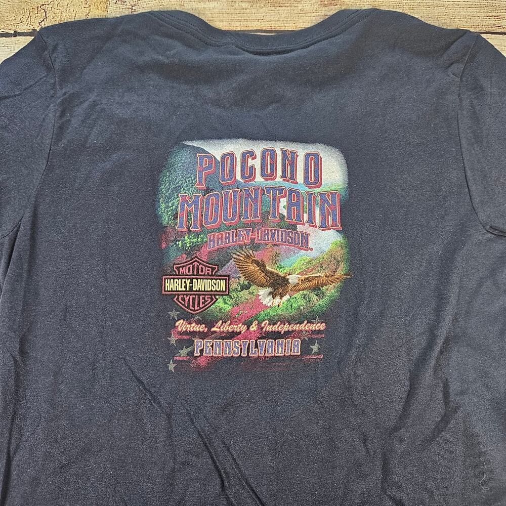 NEW Harley-Davidson Women's Navy Blue M V-Neck Pocono Mountain T-Shirt